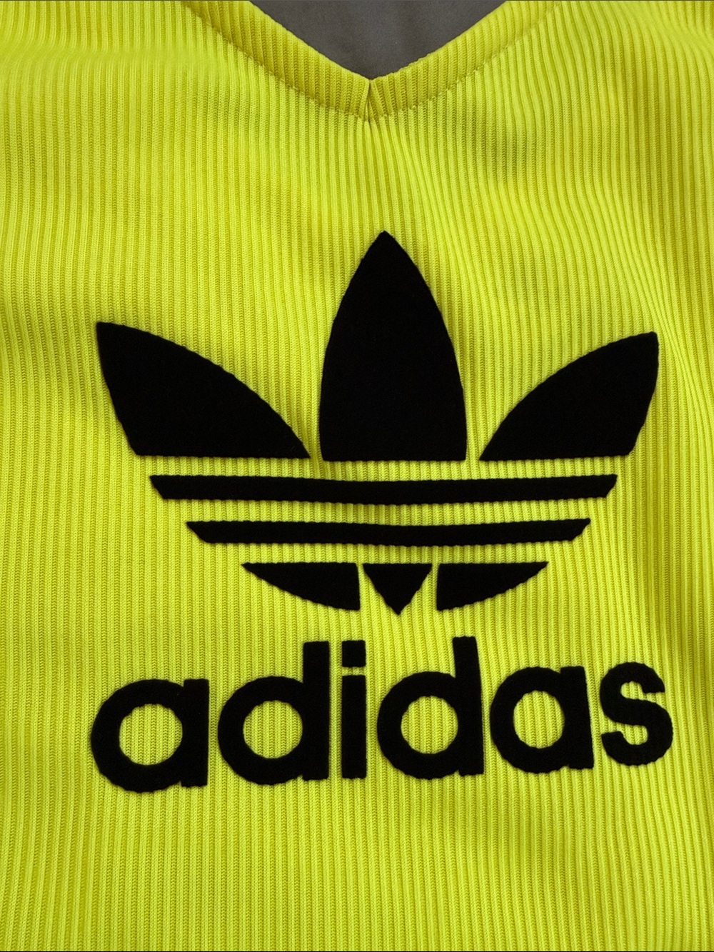 adidas Originals Neon Yellow Ribbed Logo Tank Top - Picture 5 of 7